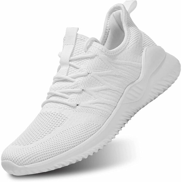 Men's Running Shoes Slip-on Walking Sneaker Lightweight Breathable Trainer White - Picture 1 of 7